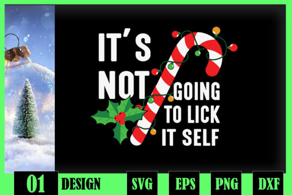 Candy Cane Funny Christmas Lick Itself Graphics & Crafts