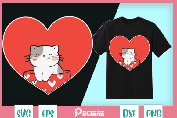 Cat Valentine Heart for Kitten Graphics