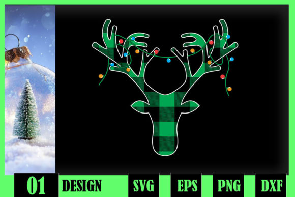 Classic Green Black Christmas Deer Graphics & Crafts