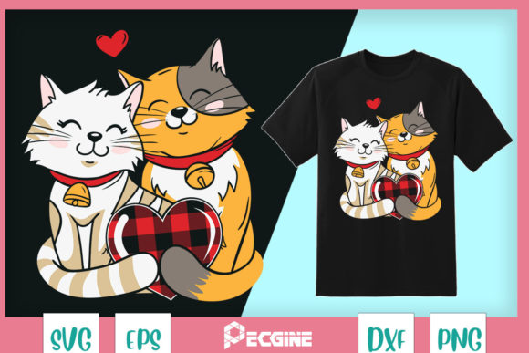 Cute Ginger Cat Black Kitten Love Graphics