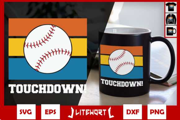 Funny Baseball Touchdown VINTAGE Graphics