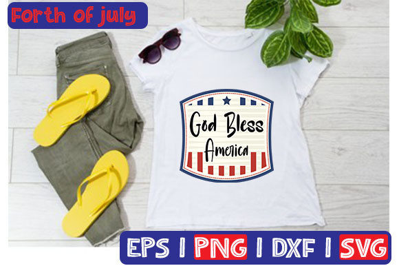 God Bless America Typography Graphics for T-Shirt Designs