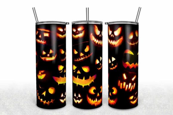Halloween Pumpkin, 20oz Skinny Graphics for Tumbler Wraps