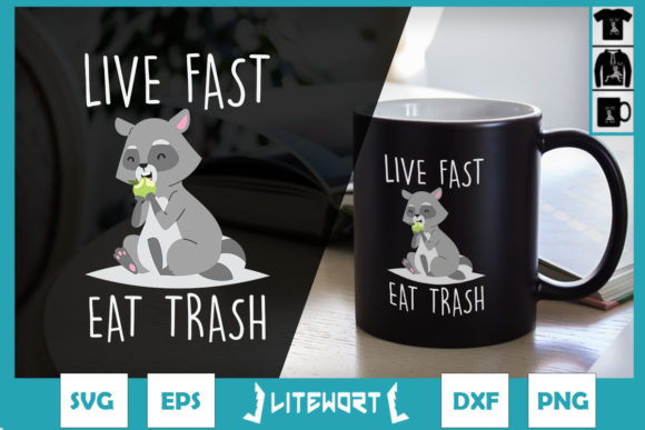 Live Fast Eat Trash Funny Raccoon Hiking Graphics