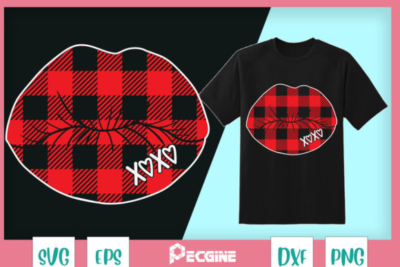 Red Buffalo Plaid Lips Graphics